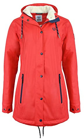 MADSea Damen Regenmantel Friesennerz warm mit Teddyfleece gefüttert, Größe:46, Farbe:rot