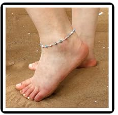 Dishowme Bracciale cavigliera occhio diabolico Boho Cavigliera occhio turco multicolore Occhio azzurro Catena piede estivo Gioielli per donne Ragazze (Argento)