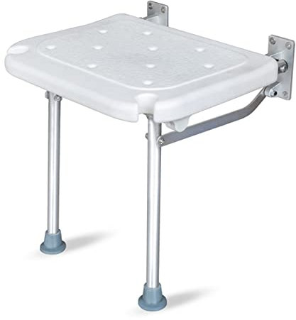 KKnoon Folding Shower Bench Wall Mounted Flip-up Bath Seat Screw-in Bathroom Chair Stool with Non-slip Feet Drainage Holes Shower Head Slot for Elderly Seniors Disabled