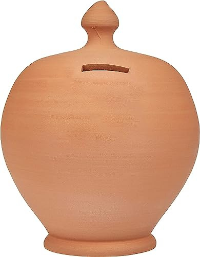Salvadanaio Classico in terracotta tondo da rompere Grezzo Stile Vintage Grande h. 25 cm per conservare Soldi Salva risparmi Idea Regalo