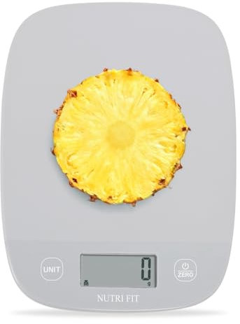 NUTRI FIT Bilancia da cucina digitale ultra sottile bilancia elettronica multifunzione bilancia da cucina grande display piattaforma in plastica 5kg/11lb-1g lb.oz fl.oz g ml (grigio)
