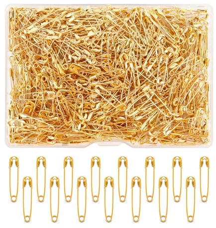 500 spille da balia da 19 mm, piccole spille da balia dorate, set di spille da balia, mini spille di sicurezza per gioielli e artigianato da cucito