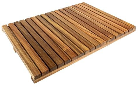 5 five simply smart 5Five - Tapis de Bain Caillebotis en Acacia 56x36cm - Antidérapant, Résistant à l'Humidité, Facile à Entretenir - Accessoire de Salle de Bain