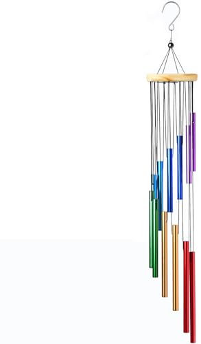 Carillon Vent Exterieur, Carillons Éoliens Carillons à Vent Extérieurs Tubes en Aluminium Carillon Éoliens en Bois Massif Suspendue Carillon à Vent Musical de Jardin pour Intérieur Patio Balcon