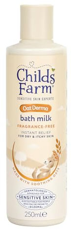 Childs Farm OatDerma Lait de bain sans parfum, hydratation apaisante pour peaux sensibles, émollient, bébé, enfants, 250 ml