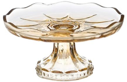 Blanc Mariclò Alzata in vetro ocra, alzatina per dolci shabby chic Vent du sud D17xH15 cm