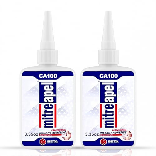MITREAPEL Cyanoakrylat (CA) Superlim (2 x 99 g) för plast, metall, läder, keramik – snabbt lim för träbearbetning, hobbymodeller, snickeri – 2-pack