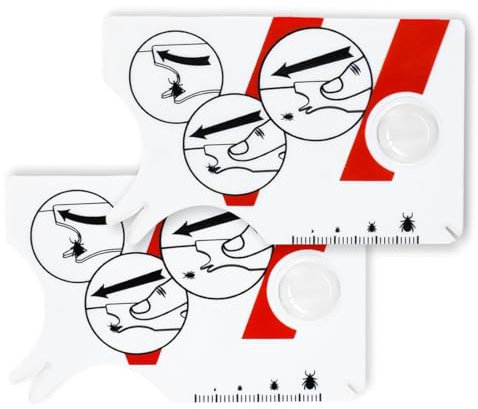 WUSJCOF 2 carte zecche con lente d'ingrandimento, strumento per la rimozione rapida e sicura delle zecche da persone e animali domestici