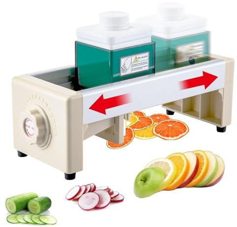 TsoLay Manual Lemon Cutting Machine, Commercial Fruit and Vegetable Slicer with V-Shaped Blade, Adjustable Thickness 1-10mm, 0-15 Gear for Easy Cutting, Perfect for Kitchen Use