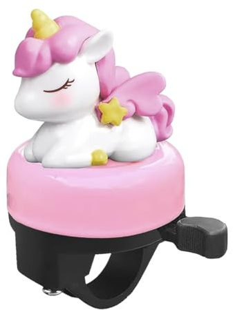 GXGM Cloche de vélo magique en forme de poney, sonnette pour enfants, sonnette avec motif animal, adaptée pour filles et garçons vélo, son fort et clair, couleur rose