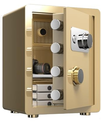 Caja fuerte de acero impermeable ignífugo para oficina en casa y hotel, caja de seguridad mecánica con cerradura de combinación sólida con interior de privacidad, color negro, 38 x 33 x 45 cm