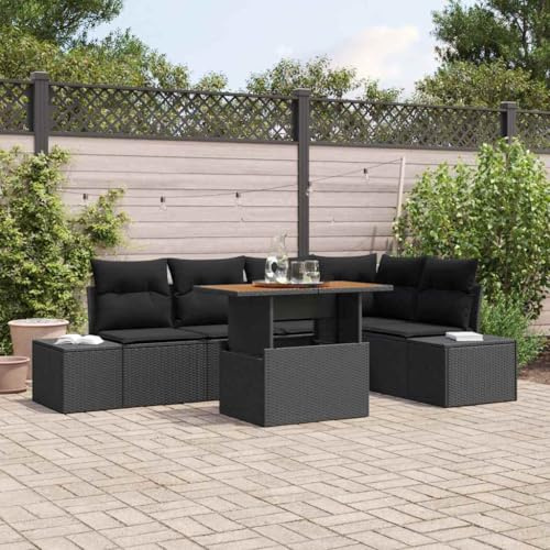 Frdhee Panca da giardino ad angolo, divano da giardino, 6 pezzi, nero e marrone, 100 x 55 x 73 cm, per giardino, terrazza, balcone, panchina, divano, facile da montare