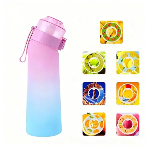 ZVD Gourde Sport,650ml éTanches Gourde Paille,éQuipé De Avec Dosettes En 7 Saveurs Et,Pods ParfuméS Pour Eau Aromatique 0 Sucre,Pour Gym,Randonné