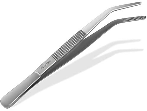 InstrumenteNrw Aquarium Pinzette 12,5 cm gebogen mit Innenzahnung aus Edelstahl Silber Bent Silver