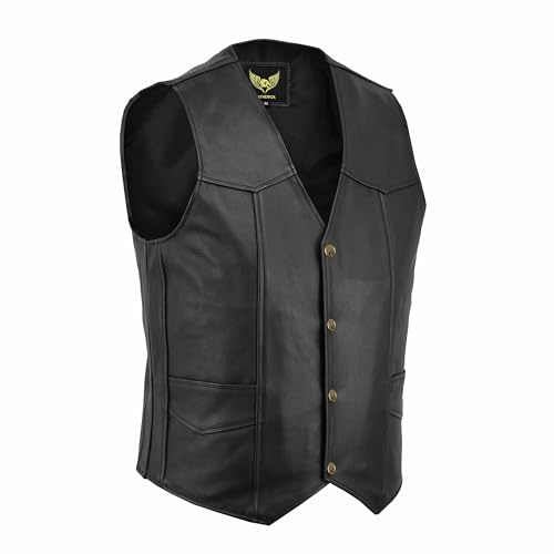 Leatherick män äkta läder väst svart - cyklist stil casual mode