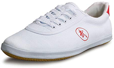 Meng Zapatos de Taekwondo, Zapatos Ligeros de Boxeo Kung fu Taichi Martial Arts Sneaker for Taekwondo, Boxeo, Kung fu y Taichi (Color : White, Size : 46)