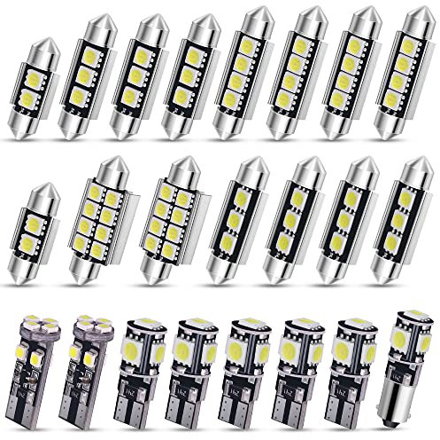 YnGia Car LED Interior Light Bulb, 23Pcs Canbus Error Free LED SMD Bulbs Kit Set for Side Marker Car Interior Dome Map Door Turn Tail Signal Brake License Plate Lights Festoon C5W T10 Xenon-White