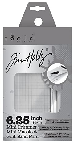 Tim Holtz Mini Paper Cutter - Small Portable Guillotine Paper Trimmer for Crafts, Photo Paper, and Card Making - 6.25 Inch Cutting Length with Ruler and Grid Lines