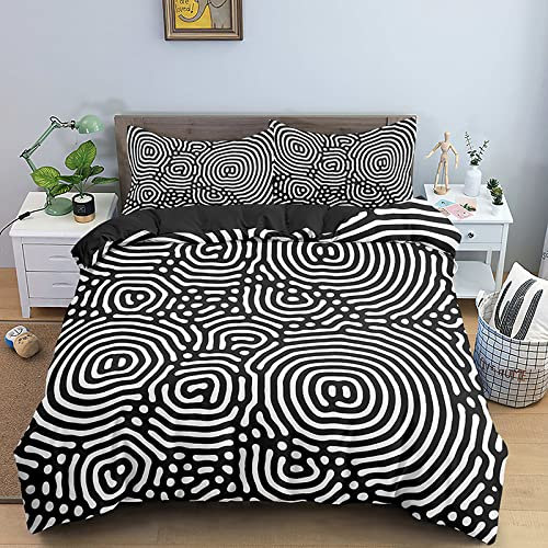 LSYW Bettwäsche 200x200 Schwarzer Fingerabdruck Bettwäsche-Set mit Reißverschluss Schließung für Erwachsene Kinder Weicher Atmungsaktive Mikrofaser Bettbezug + 2 Kopfkissenbezug 80x80 cm