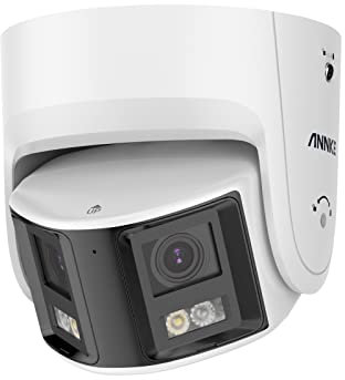 ANNKE 6MP PoE Caméra de Surveillance Extérieure Dôme avec Double Objectif, Caméra de Sécurité IP Panoramique avec Vision de 180 °, Vision Nocturne Couleur, Détection Humaine/Véhicule, Audio