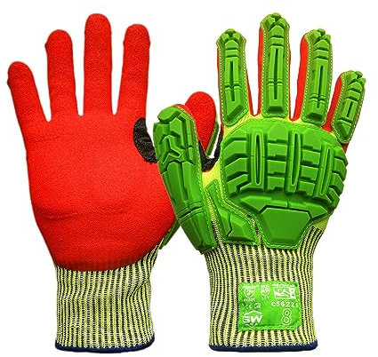 1 Paia Resistenza agli urti Guanti di sicurezza sul lavoro, Heavy Duty, Resistenza al taglio, Anti-Vibrazione, Abrasione, Grip, completamente sulla guardia per le nostre mani (XXL)