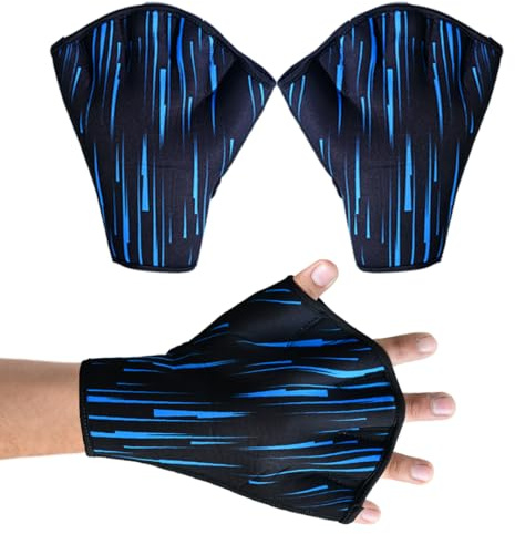 EFAH SPORTS Swimming Gloves Aquatic Swim Training Glove Neoprene Webbed Fitness and Water Aerobics Resistance Gloves for Men Women Children (Blue Medium)