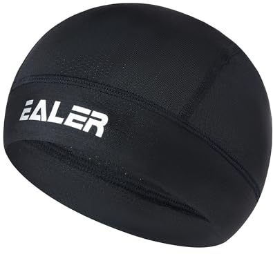 EALER HAC100 Skull Cap Helmet Liner Cooling Mesh Hockey Skull Cap, Cycling Running Hat Sweat Wicking Sports Cap for Men Women Black