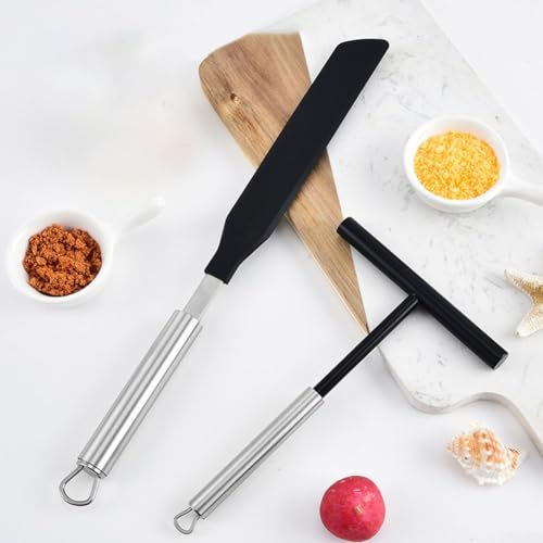 Crepes Distributor and Spatula, Crepes Maker Distributor, Stainless Steel Dough Distributor Crepe Maker Accessories for Kitchen Bakery