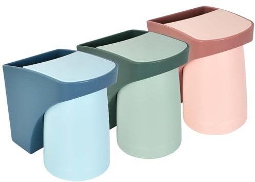 3 Piezas Soporte Cepillo de Dientes Pared Adhesivo, Tazas para Cepillos de Dientes Magnético, Portacepillos de Dientes Pared, Portavasos Baño Pared Rojo, Azul y Verde