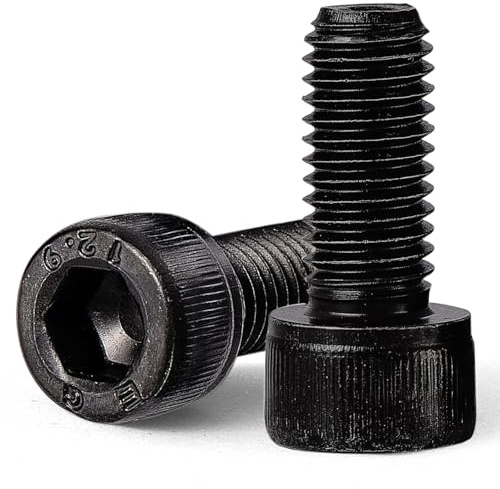 GuoYomm M12-1.75 x 30mm 6pcs Hex Socket Head Cap Screws Bolts, 12.9 Grade Alloy Steel, Black Oxide Finish, Metric Allen Drive, Full Thread