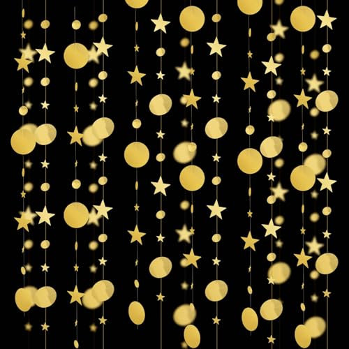 Thinp 3 STK 4m Sterne Runde Girlande,Glitzer Papier Circle&Stern Garland,Hängende Papier Girlande,Papiergirlande mit Reflective,für Geburtstag Karneval Jubiläen Festival Neues Jahr Hochzeit Partydeko