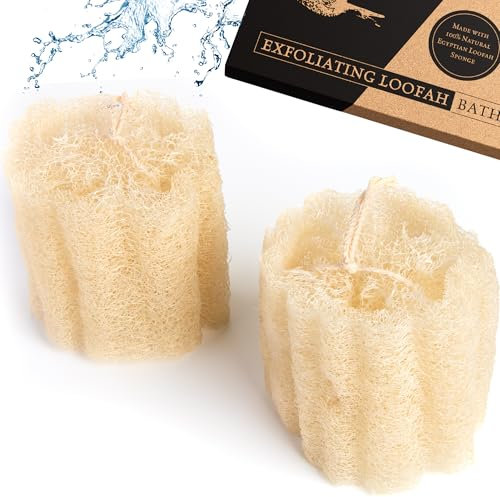 Spugna esfoliante in luffa naturale (confezione da 2) – Spugna esfoliante per il corpo in luffa egiziana, per doccia e bagno, confezione da 2