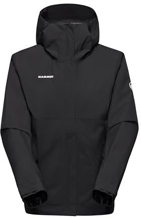 Mammut Treeline Light Hardshell Hooded Jacket Women – Lightweight, Waterproof, Windproof, Black, XLarge