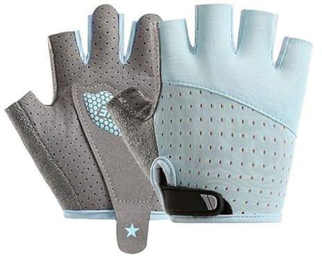 FakeFace Kinder Fahrradhandschuhe Jungen Mädchen 5-10Jahre - Atmungsaktiv und Kühl, elastische Halbfingerhandschuhe Radsporthandschuhe für Outdoor-Radfahren, Abriebfest und rutschfest (Blau)