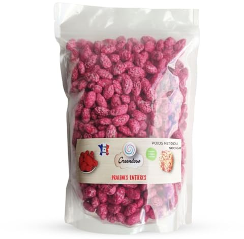 GREENDOSO® Pralines Roses Entiéres Amandes (18%) 500 GR, (Colorant Naturel) Fabrication Artisanale Française