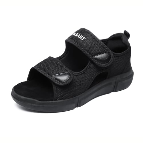 BLSART Diabetic Sandals for Men Wide Toe Swollen Feet Adjustable for Foot Pain Relief Open Toe Casual Athletic Diabetic Shoes Sandals for Outdoor Beach Travel Summer Black 11