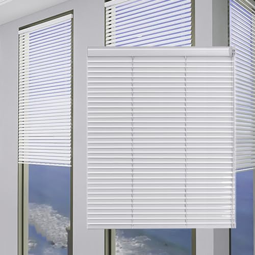 Tende veneziane in alluminio di alta qualità, 25 mm, colore bianco, orizzontali, dimensioni personalizzate (90 cm x 280 cm) per cucina, ufficio, bagno, persiane e protezione solare