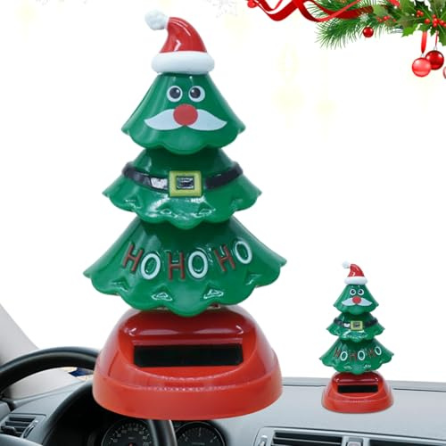Liqzirtu Sapin De Noël Solaire Dansant – Figurine À Tête Oscillante, Jouet Solaire | Décoration De Tableau De Bord pour Voiture, Ornement Festif pour Fenêtre Maison Bureau Cadeau