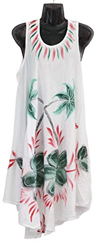 Vestido Mujer Casual sin Mangas para Verano Playa Casa, Talla única,Hecho en India (Blanco)