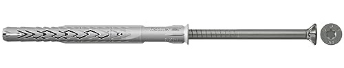 fischer SXRL Long Shaft Dowel 8 x 120 T A4 Multiple Anchoring Depths for Attaching Facades, Roof Substructures and Much More in Solid and Perforated Building Materials 50 Pieces Item No. 540124 Grey