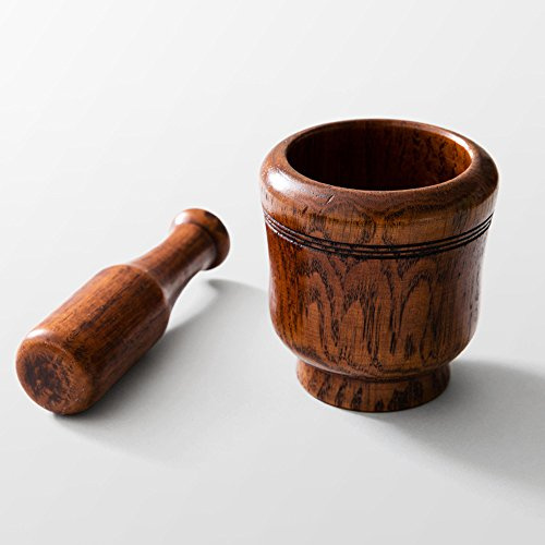 TAMUME Madera Conjunto de Mortero y Mortero, Especia Hecha a Mano Cocina Amoladora, Hierba Trituradora, Prensa de Patatas Y Mezclador, para Moler Sal Marina, Especias y Hierbas