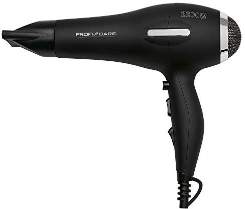ProfiCare HT 3017 - Secador de pelo iónico con motor profesional AC, 3 niveles de temperatura, 2 temperatura, 2200 W, color negro