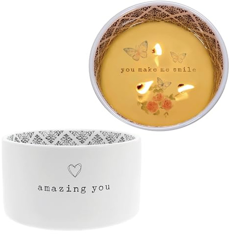 Pavilion Gift Company - Amazing You - 10-Ounce Surprise Hidden Message Natural Soy Wax Candle Jasmine Scented, 1 Count (Pack of 1), 5” x 2.67”
