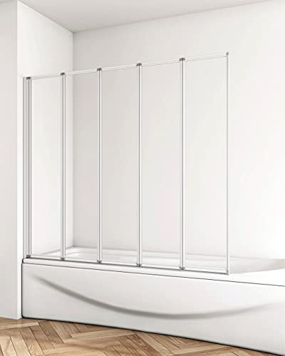 Aica Sanitär Badewannenaufsatz 120cm Badewanne Duschabtrennung Duschwand Dusche 5-tlg Höhe 140cm