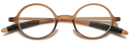 Lanomi Lesebrillen Herren Damen Retro Runde Sehhilfe Lesehilfe Leicht Vollrandbrille Nerd Brillen 1,0 1,25 1,5 1,75 2,0 2,25 2,5 2,75 3,0 3,5 4,0 (Braun, 3.0)
