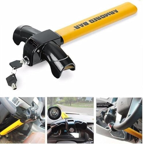 Bloccasterzo per auto, antifurto, resistente, resistente, antifurto, per auto di sicurezza, con 2 chiavi, forma a T