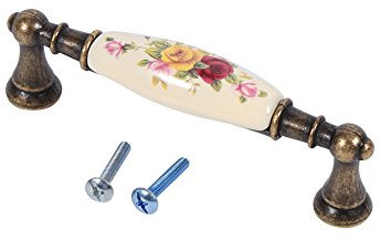 Poignées Armoire, Poignées en Céramique Vintage Poignées de Tiroir Décoratives Poignées de Porte en Bronze en Céramique Fleur pour Tiroir de Placard Armoire(2#)