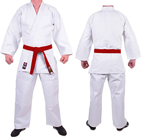 MAR | Lightweight Judo Uniform, White Judo Suit | Men & Women; Kids & Adult Sizes | Martial Arts Gi Adult, Suits for Kids, BJJ, Aikido Suit (350g) + FREE Judo Belt (4/170cm)