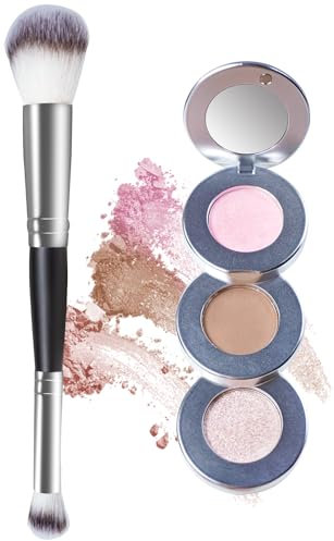 Joyeee Highlighter Rouge Contouring Palette mit Pinsel, Spiegel, 3 Farben Make-up Palette zum Abdecken, Highlighten und Konturieren, langlebiger Für Helle & Dunkle Haut - Vegan, Tierversuchsfrei