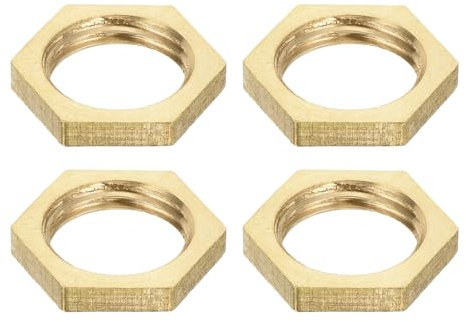 QUARKZMAN G1/4 Dado Bloccaggio Esagonale Raccordo Tubi Dado Sottile Fissaggio Filettato Femmina Controdado per Impianti Idraulici Fissi, Ottone 4pz